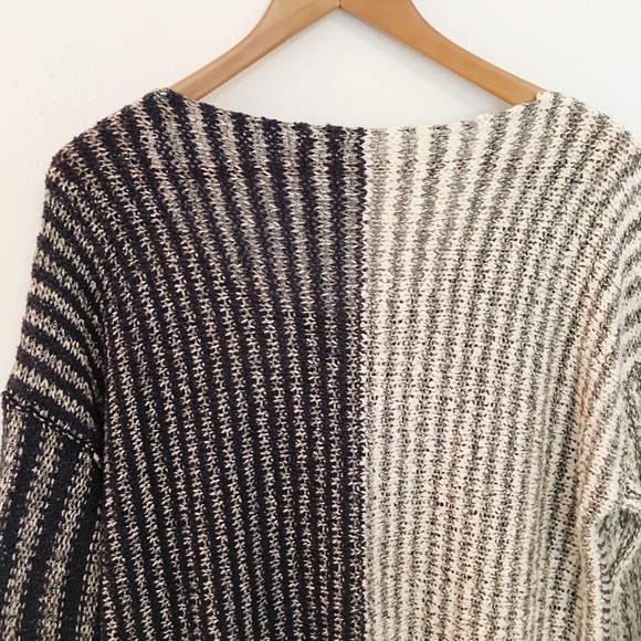 Free People oversized sweater striped  mixed knit - Picture 4 of 4